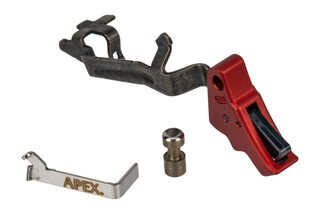 Apex Tactical Glock Trigger kit features a red anodized finish and includes connector and safety plunger